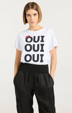 Cinq à Sept Oui Oui Oui Shrunken Tee White/black Best