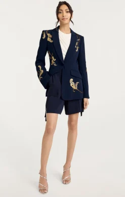 Cinq à Sept Paisley Embellished Cheyenne Blazer NavyMulti Clearance
