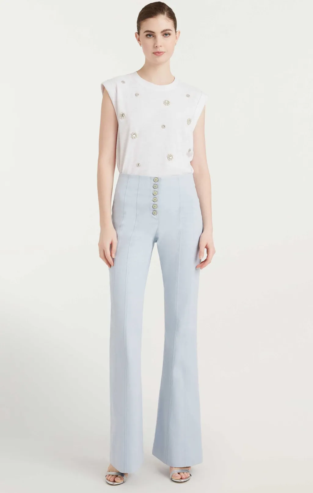 Cinq à Sept Pearl Ditsy Flower Embellished Bella Tee WhiteMulti Online