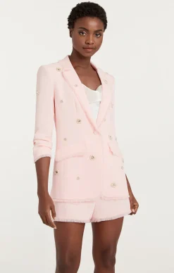 Cinq à Sept Pearl Ditsy Flower Embellished Khloe Blazer PaleRose Online
