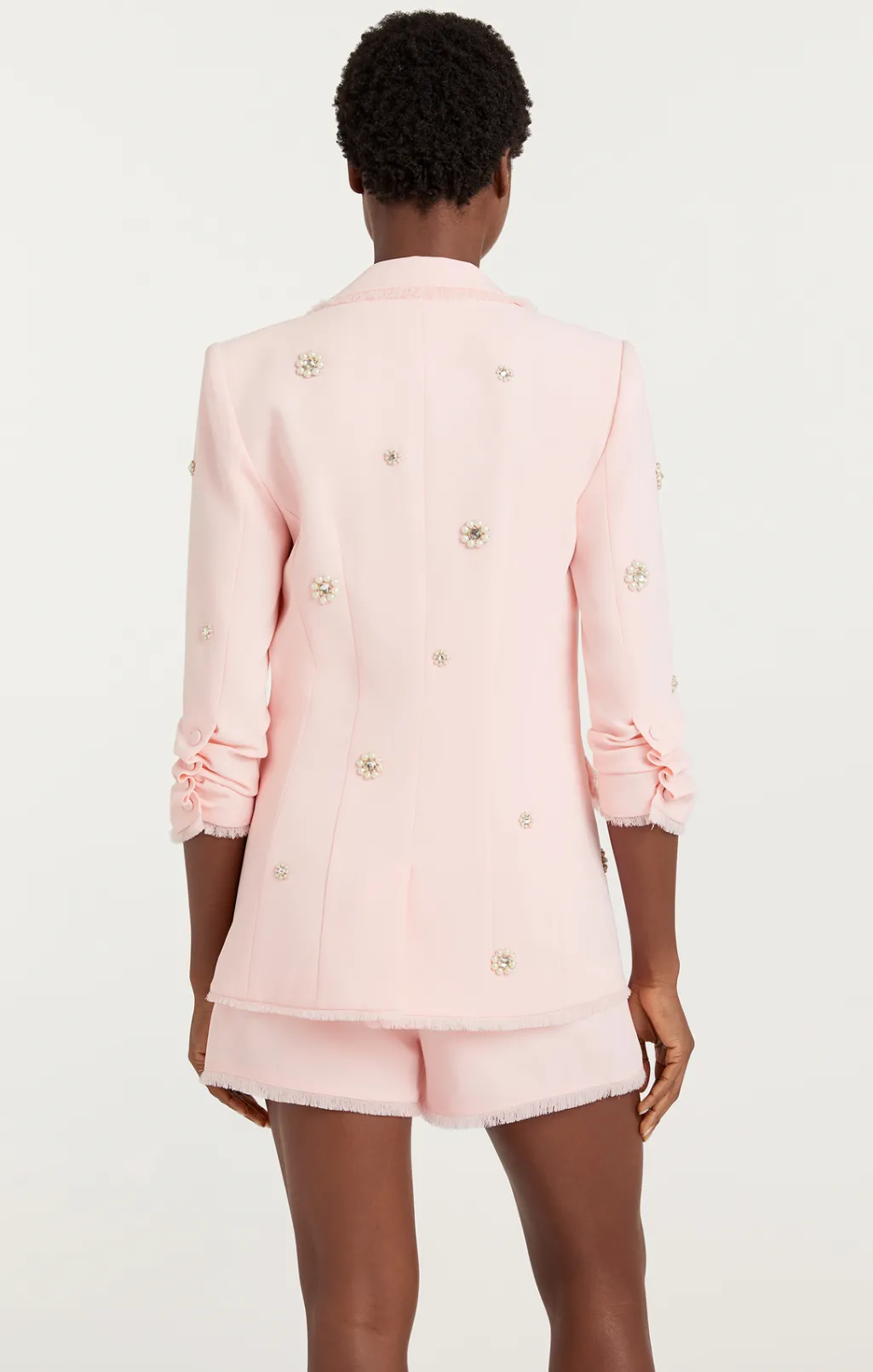 Cinq à Sept Pearl Ditsy Flower Embellished Khloe Blazer PaleRose Online