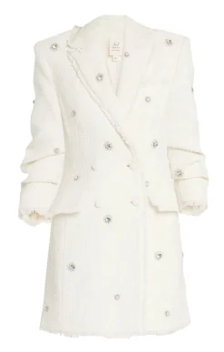 Cinq à Sept Pearl Embellished Double Breasted Joel Dress Gardenia Sale