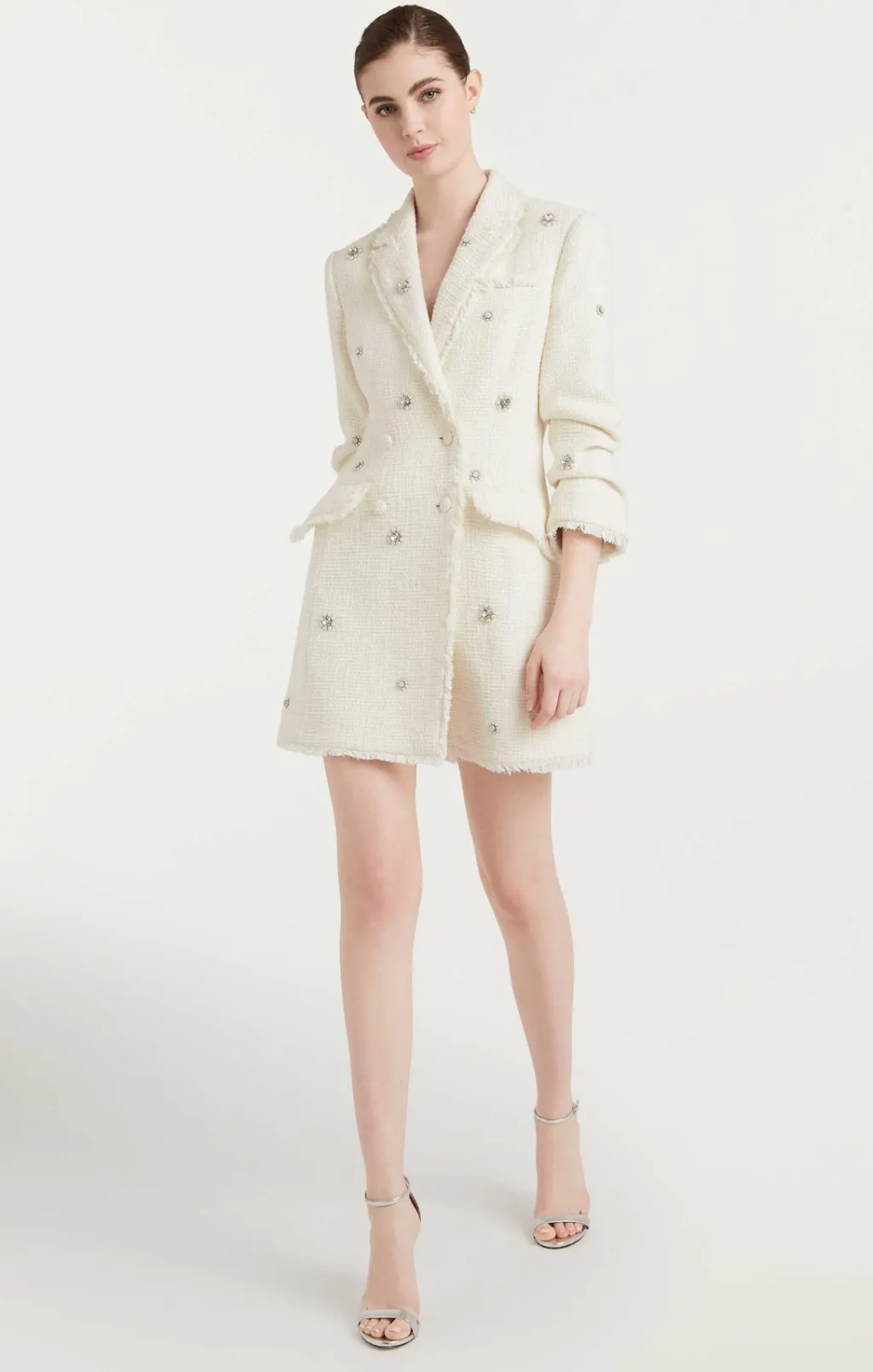 Cinq à Sept Pearl Embellished Double Breasted Joel Dress Gardenia Sale