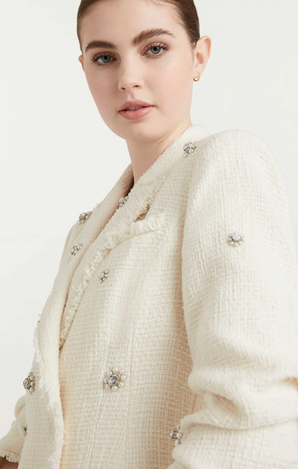 Cinq à Sept Pearl Embellished Double Breasted Joel Dress Gardenia Sale