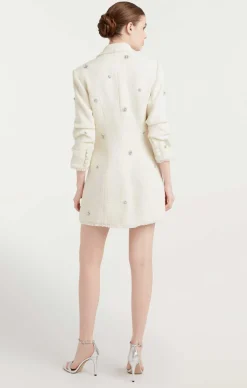 Cinq à Sept Pearl Embellished Double Breasted Joel Dress Gardenia Sale