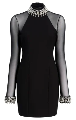 Cinq à Sept Pearl Trim Loretta Dress Black/Silver Best