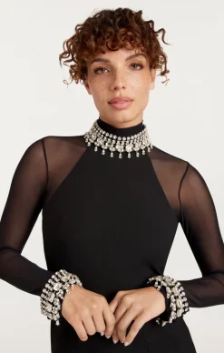 Cinq à Sept Pearl Trim Loretta Dress Black/Silver Best