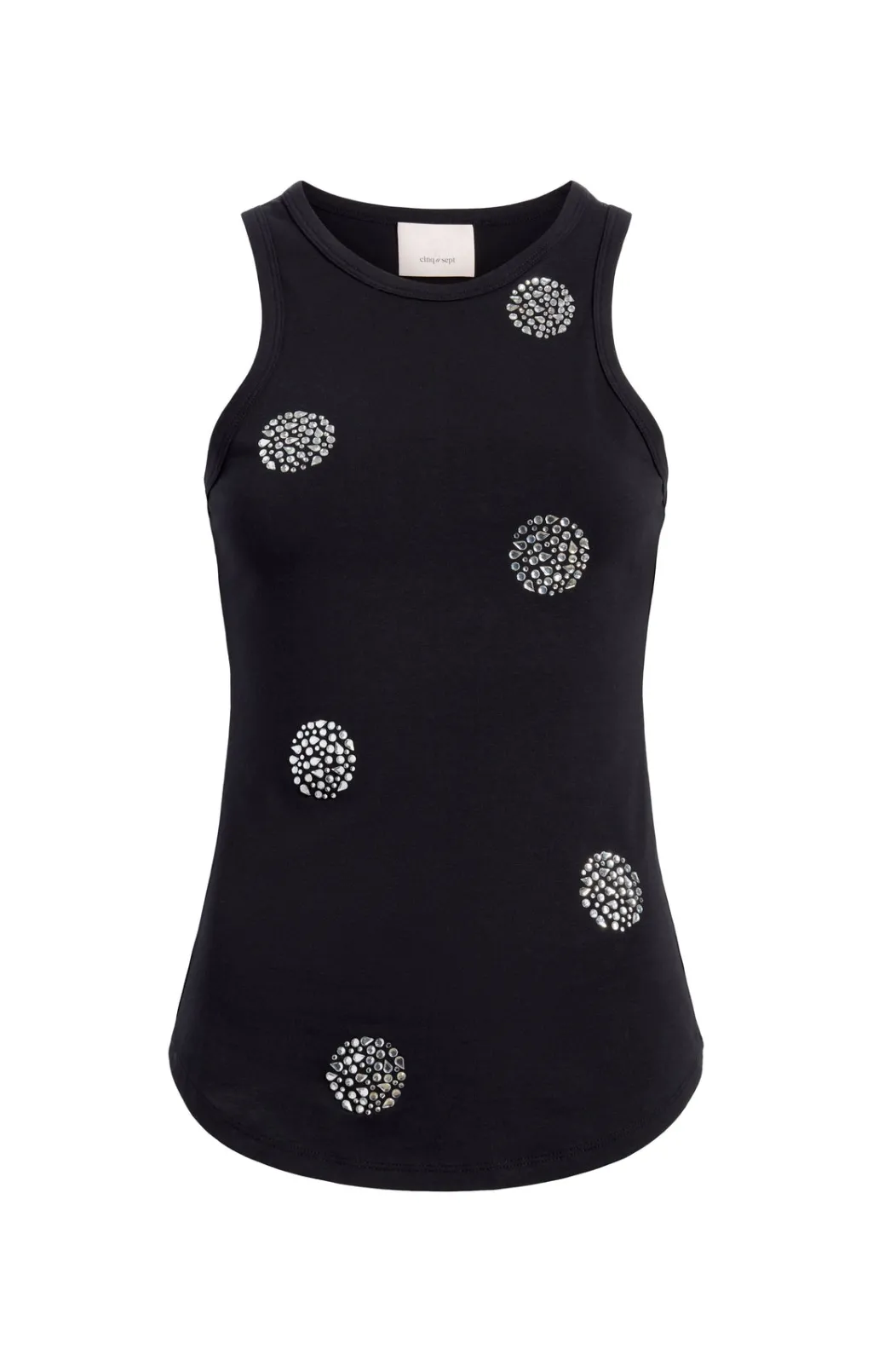 Cinq à Sept Polka Dot Embellished Lizzie Tank Black/Silver Discount
