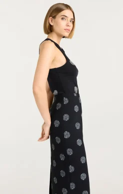 Cinq à Sept Polka Dot Embellished Lizzie Tank Black/Silver Discount