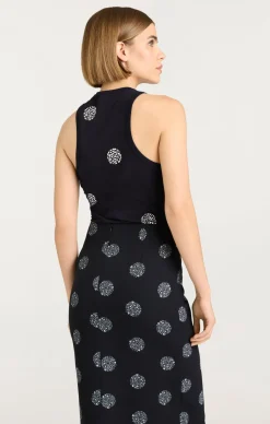 Cinq à Sept Polka Dot Embellished Lizzie Tank Black/Silver Discount