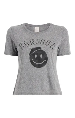 Cinq à Sept Pop Up Bonjour Shrunken Tee HeatherGrey/Black Sale