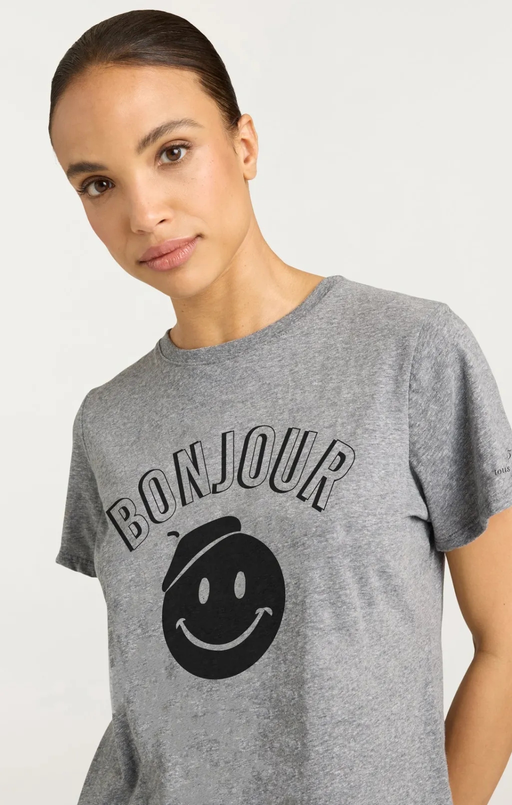 Cinq à Sept Pop Up Bonjour Shrunken Tee HeatherGrey/Black Sale