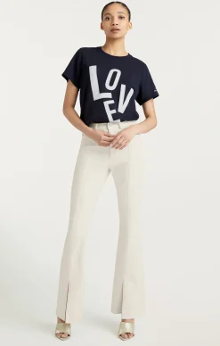 Cinq à Sept Poplin Spell Love Tee Navy/white New