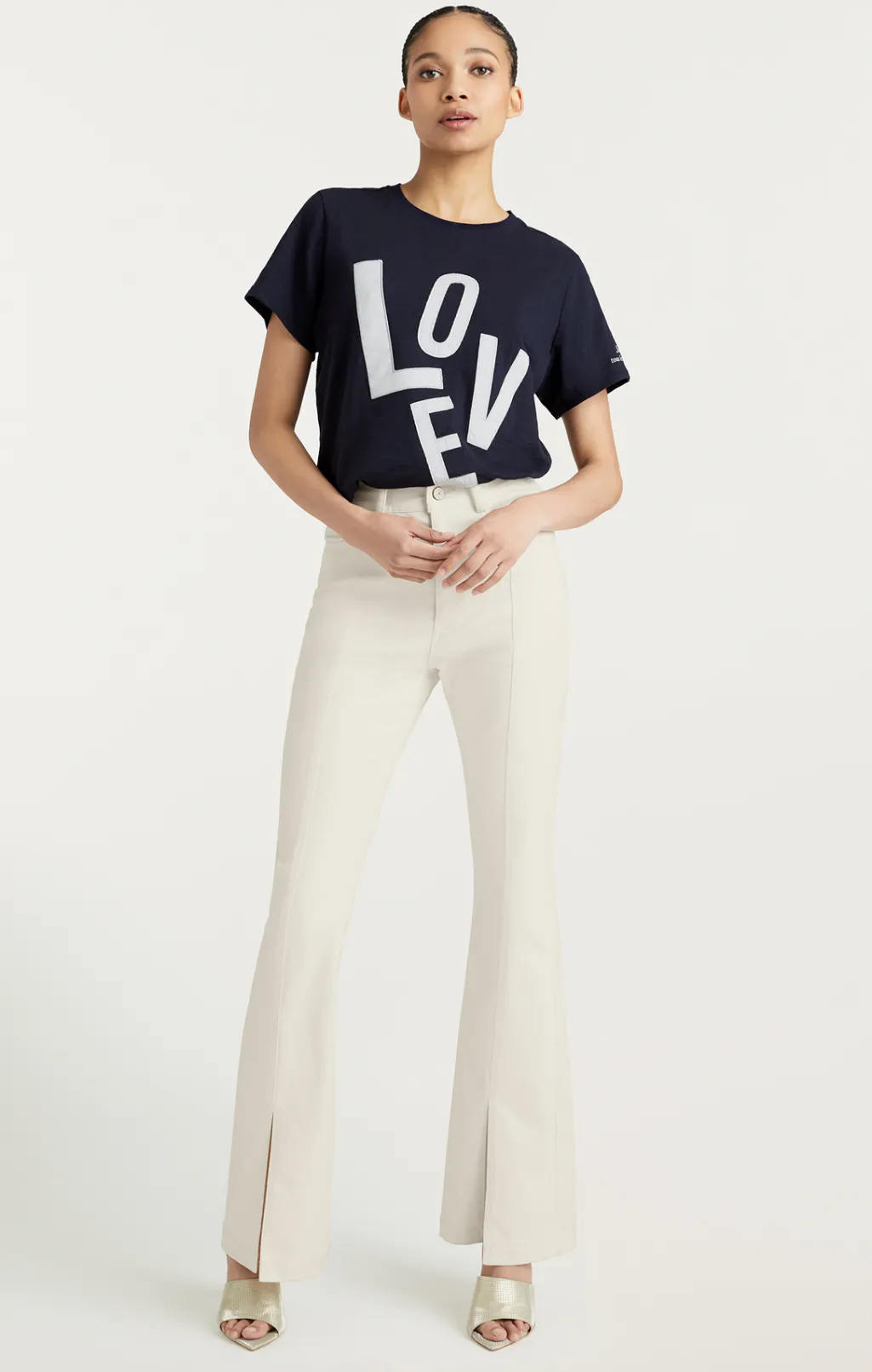 Cinq à Sept Poplin Spell Love Tee Navy/white New