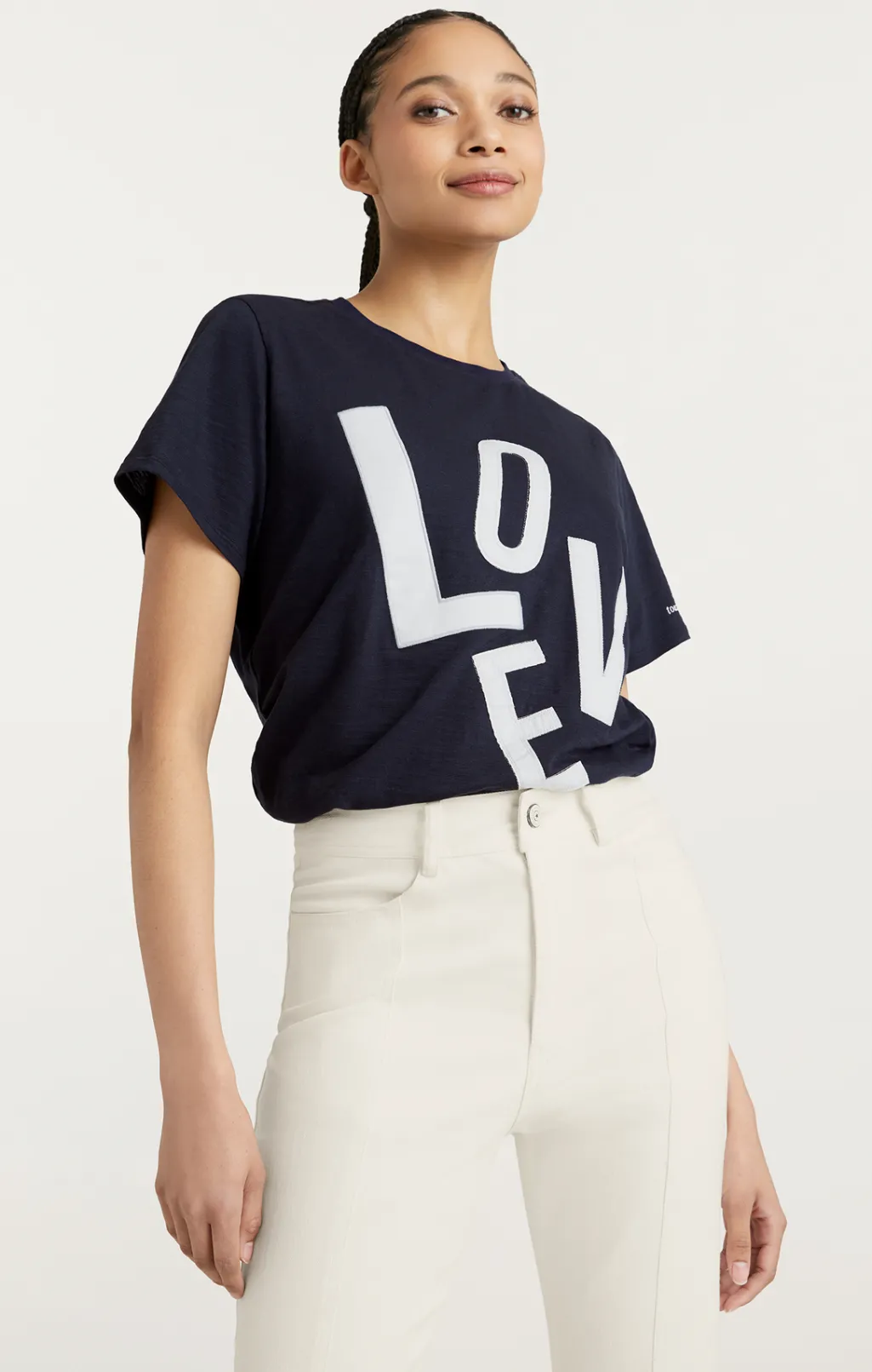 Cinq à Sept Poplin Spell Love Tee Navy/white New