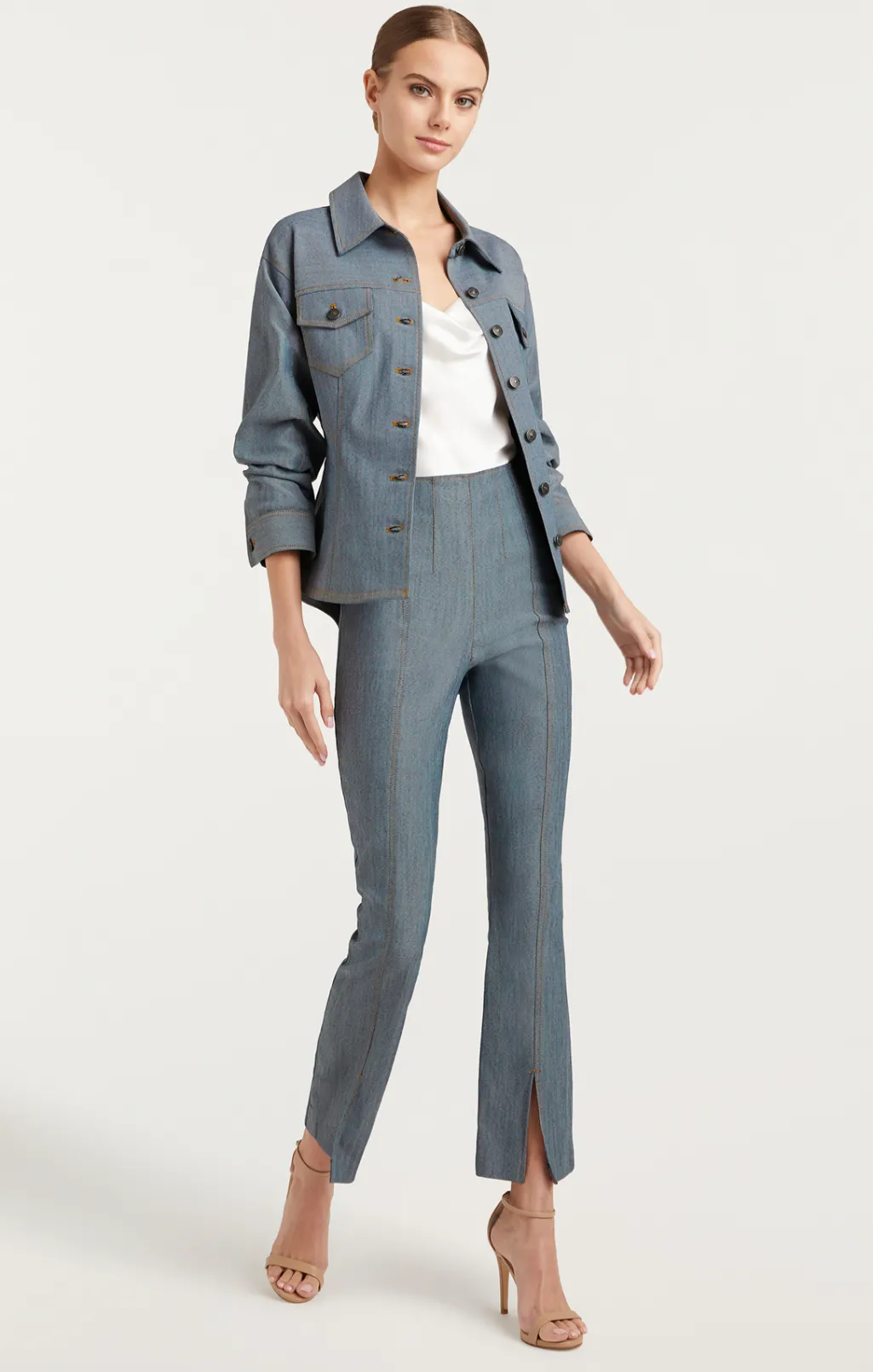 Cinq à Sept Reverse Denim Scrunched Canyon Jacket LightIndigo Online