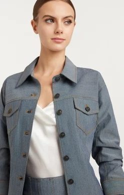 Cinq à Sept Reverse Denim Scrunched Canyon Jacket LightIndigo Online