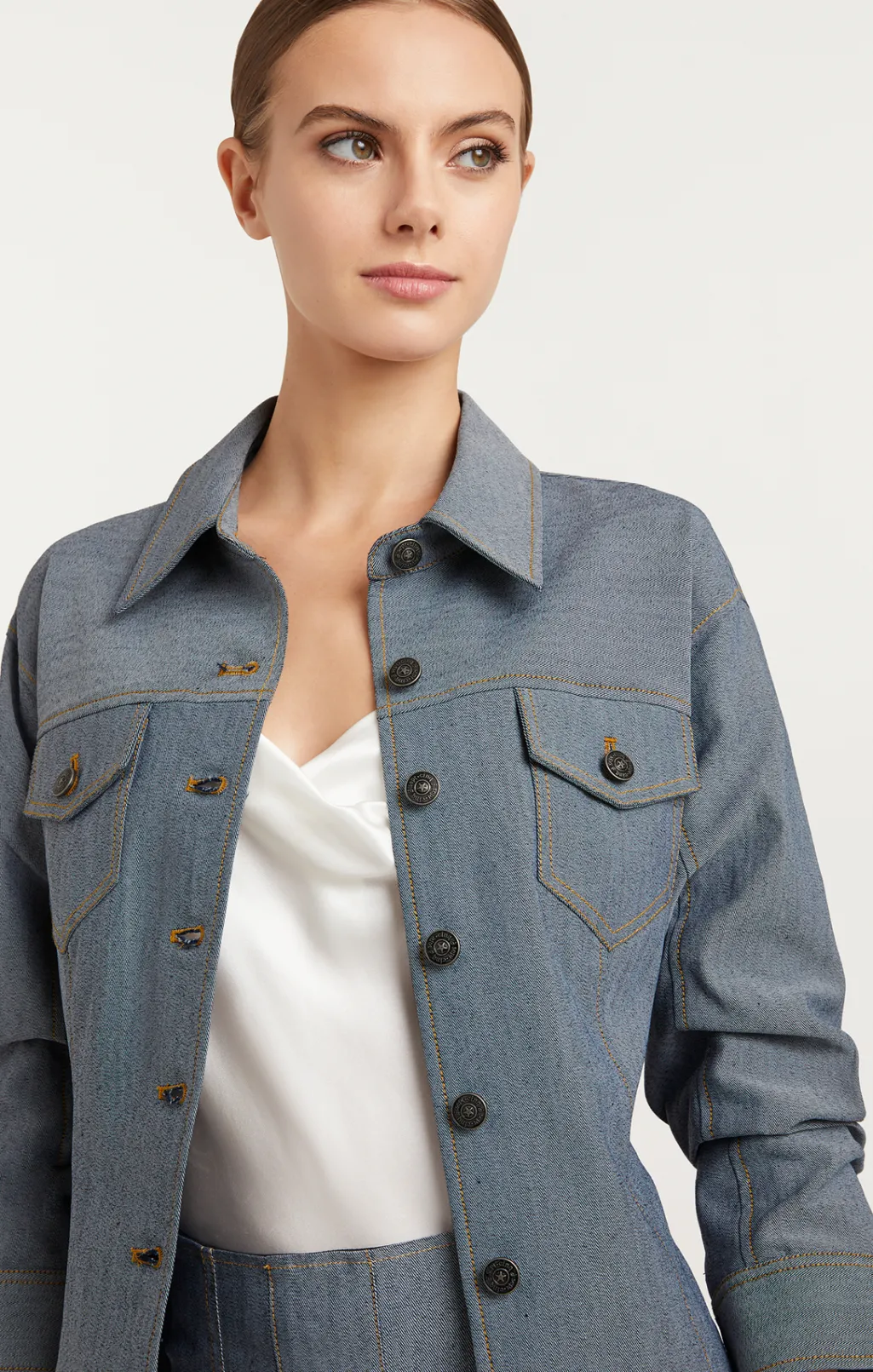 Cinq à Sept Reverse Denim Scrunched Canyon Jacket LightIndigo Online