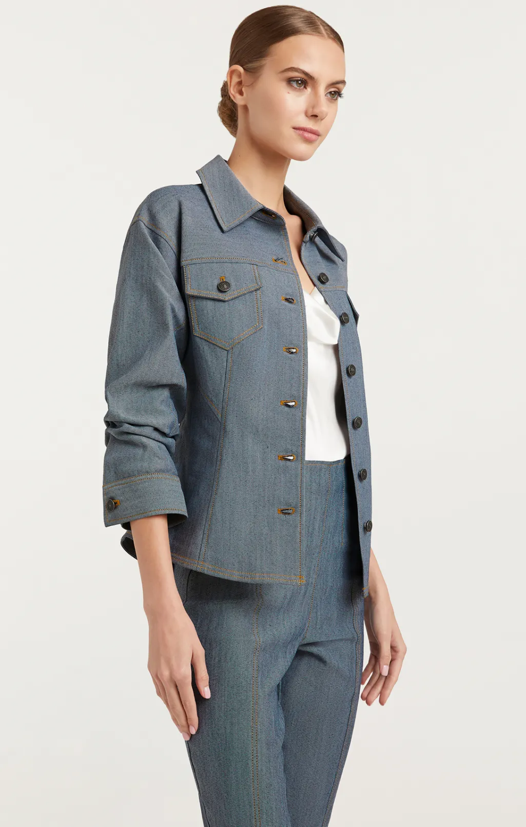 Cinq à Sept Reverse Denim Scrunched Canyon Jacket LightIndigo Online