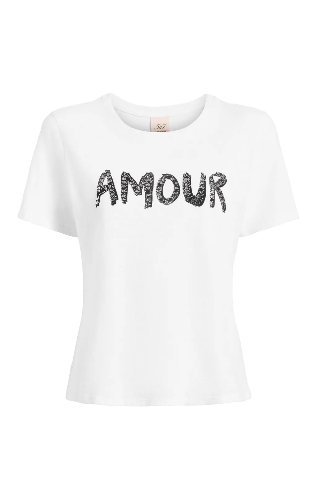 Cinq à Sept Rhinestone Amour Shrunken Tee White/Black Online