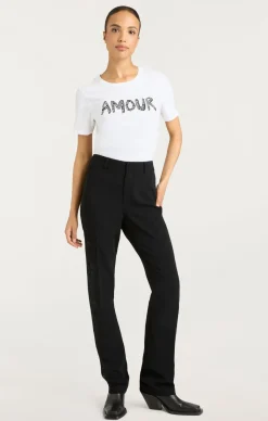 Cinq à Sept Rhinestone Amour Shrunken Tee White/Black Online