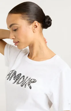 Cinq à Sept Rhinestone Amour Shrunken Tee White/Black Online