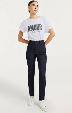 Cinq à Sept Rhinestone Amour Sil Vous Plait Tee White/Black Discount