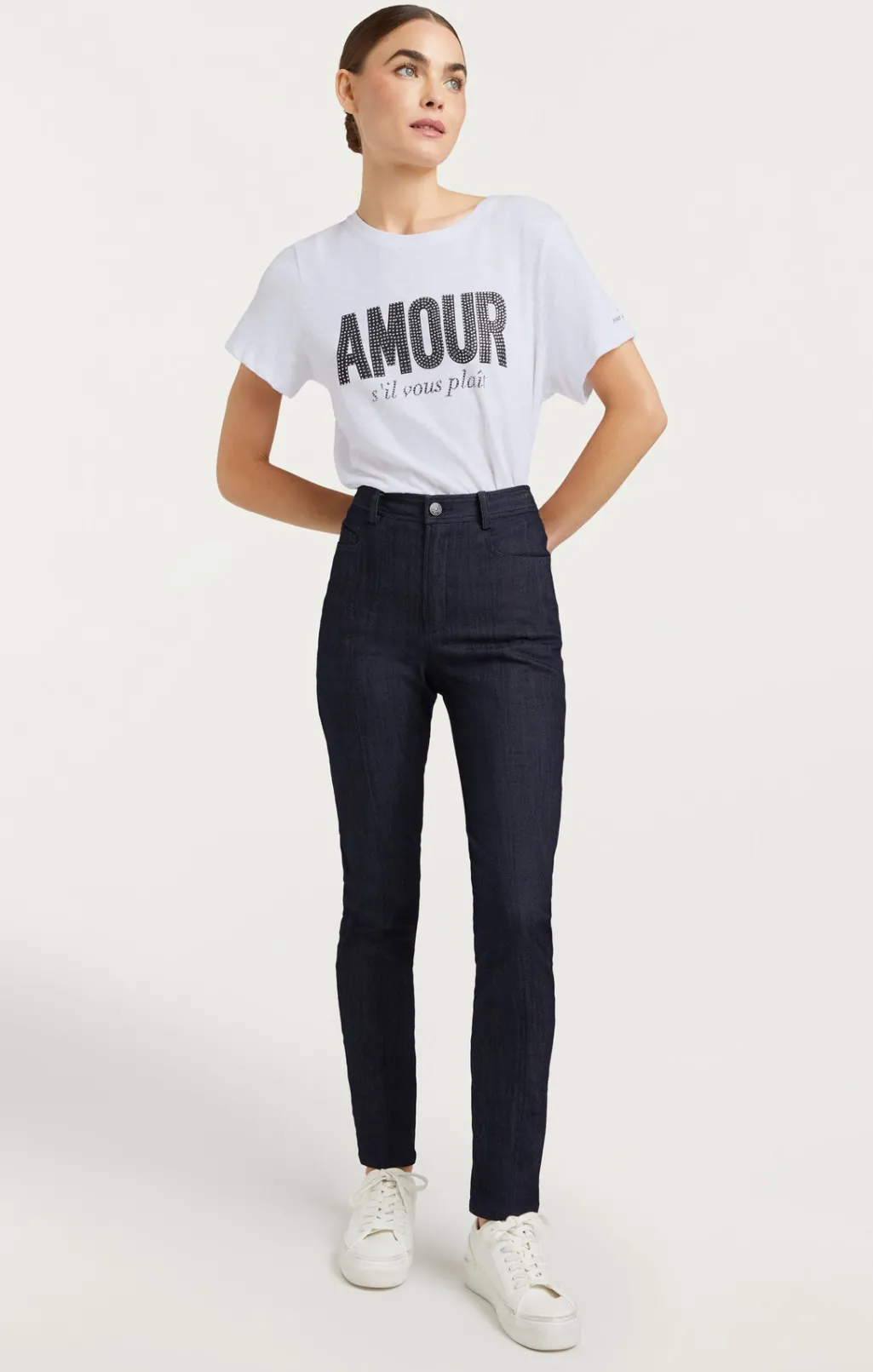 Cinq à Sept Rhinestone Amour Sil Vous Plait Tee White/Black Discount