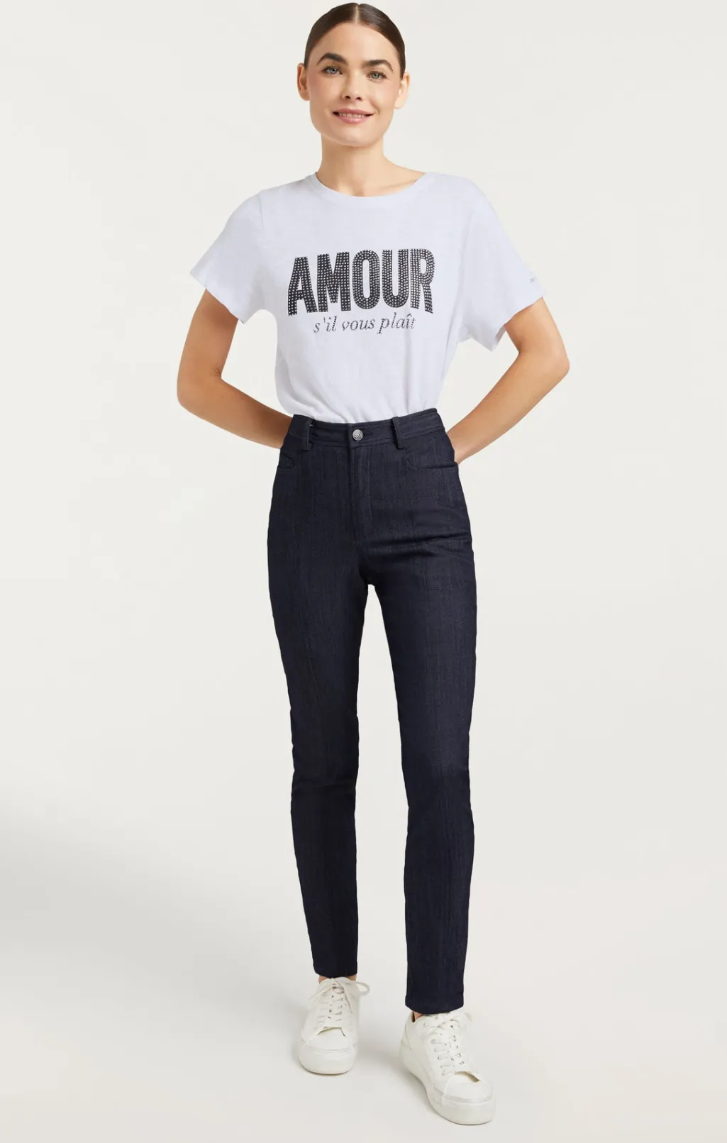 Cinq à Sept Rhinestone Amour Sil Vous Plait Tee White/Black Discount