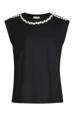 Cinq à Sept Rhinestone Border Bella Tee Black Online
