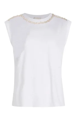 Cinq à Sept Rhinestone Border Bella Tee White Sale