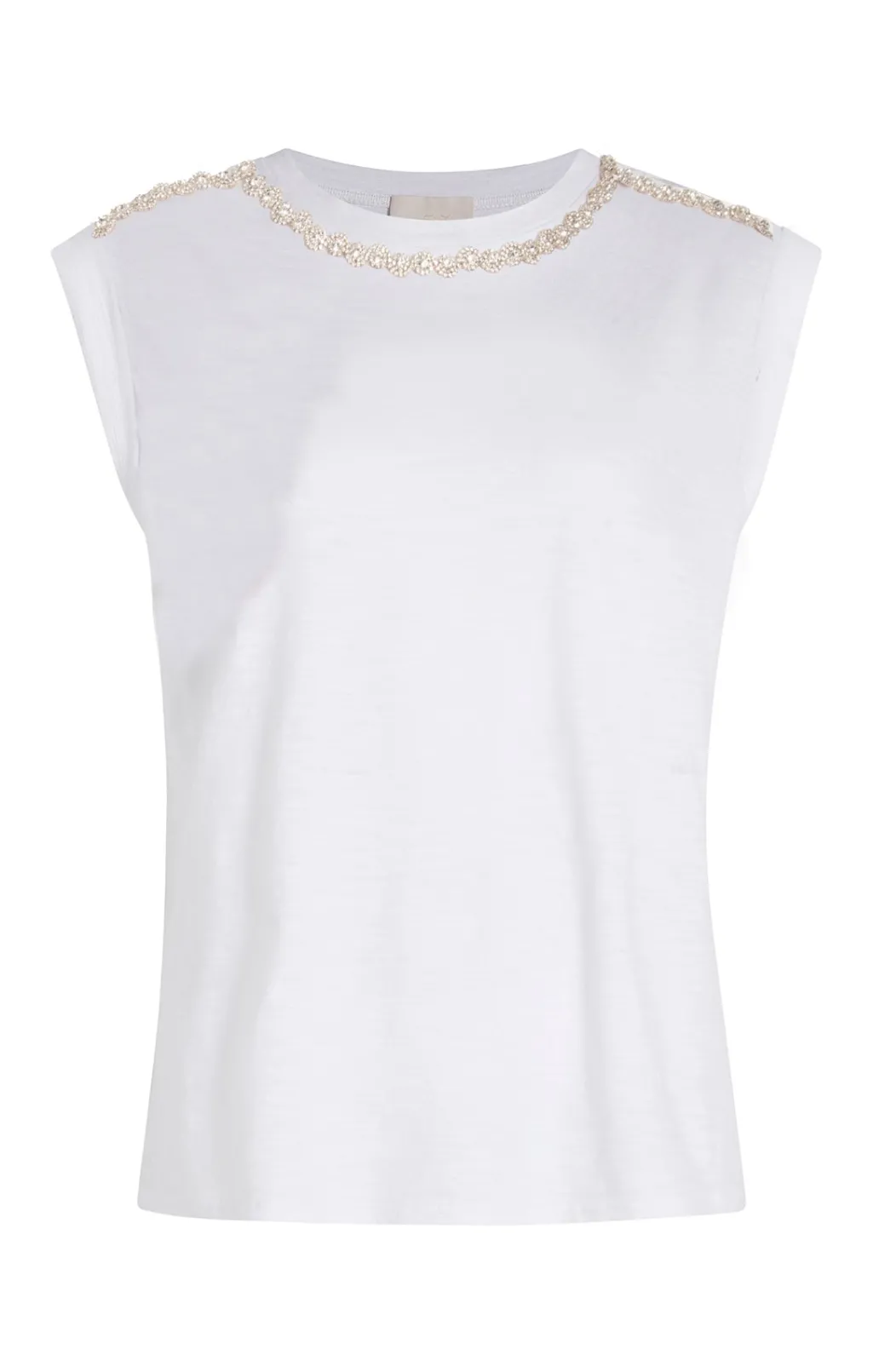 Cinq à Sept Rhinestone Border Bella Tee White Sale
