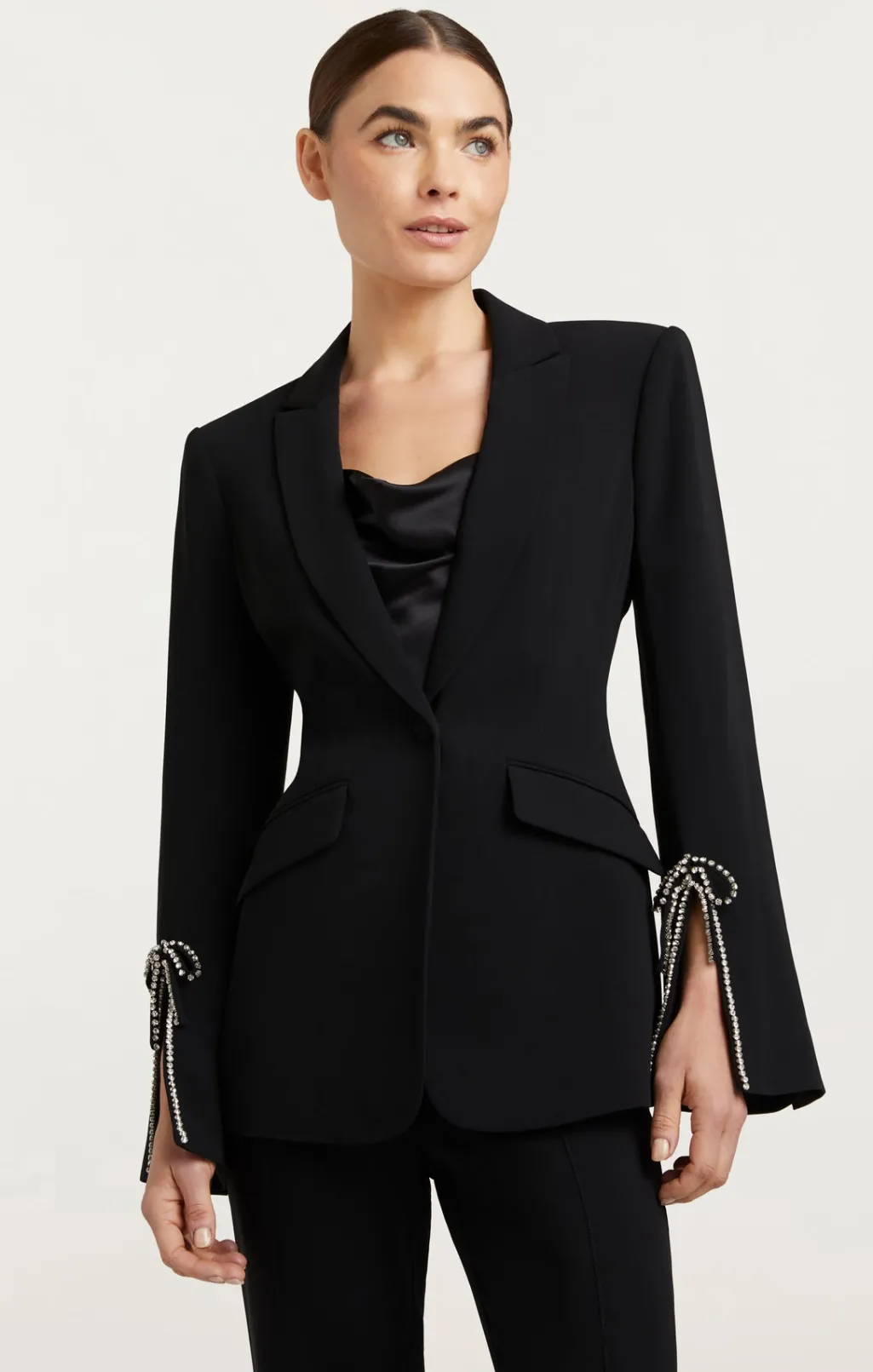 Cinq à Sept Rhinestone Bow Cheyenne Blazer Black Best