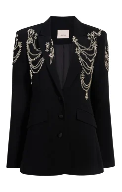 Cinq à Sept Rhinestone Chain Cheyenne Blazer Black Hot