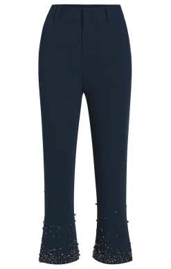 Cinq à Sept Rhinestone Crackle Cropped Kerry Pant PeacockBlue New