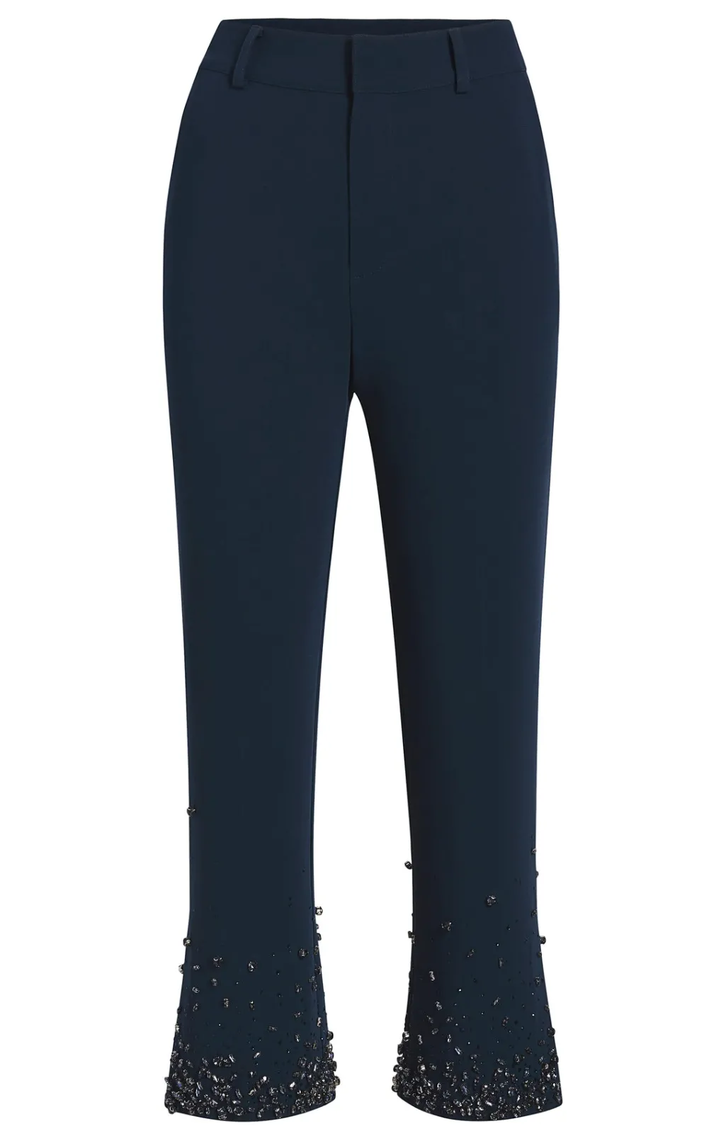 Cinq à Sept Rhinestone Crackle Cropped Kerry Pant PeacockBlue New
