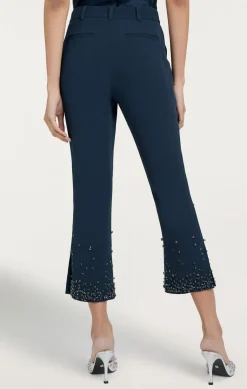 Cinq à Sept Rhinestone Crackle Cropped Kerry Pant PeacockBlue New