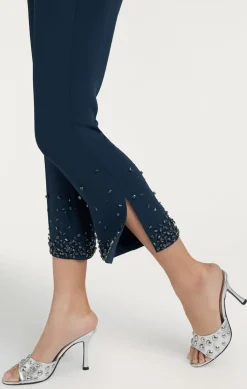 Cinq à Sept Rhinestone Crackle Cropped Kerry Pant PeacockBlue New