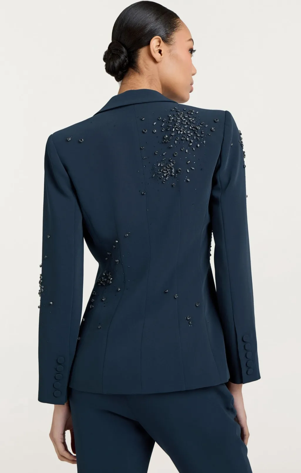Cinq à Sept Rhinestone Crackle Embellished Cheyenne Blazer PeacockBlue Sale