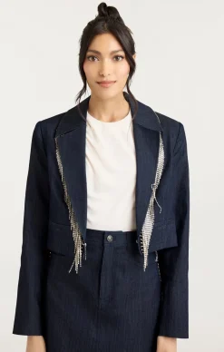 Cinq à Sept Rhinestone Dara Jacket Indigo Online