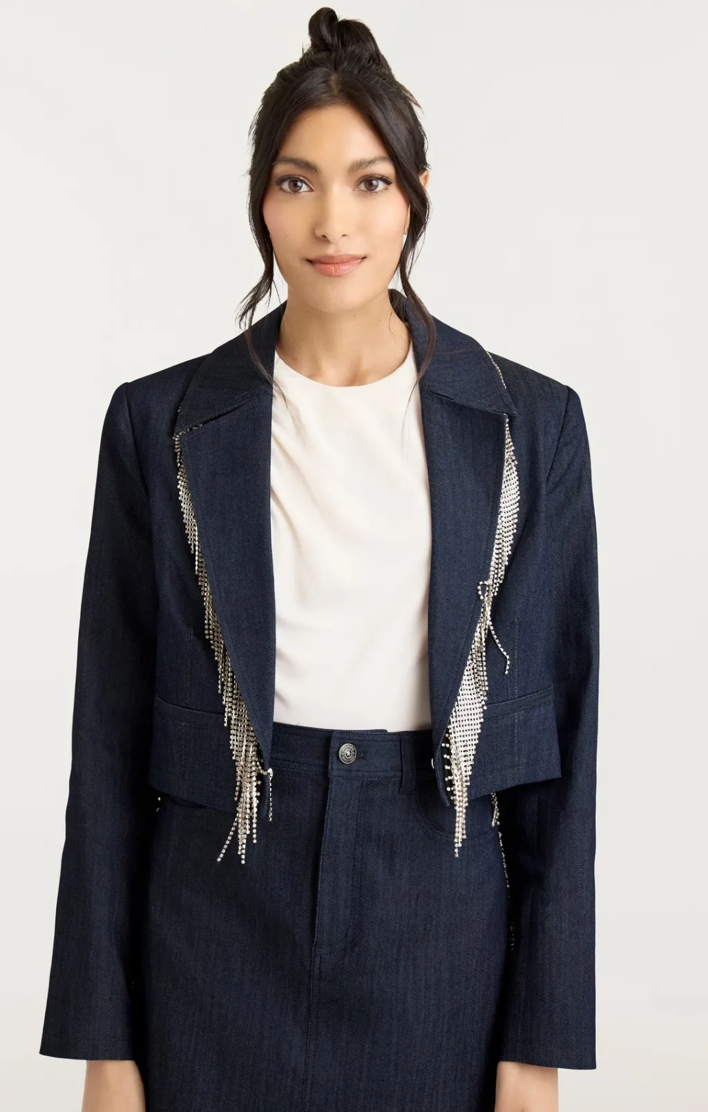 Cinq à Sept Rhinestone Dara Jacket Indigo Online