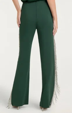 Cinq à Sept Rhinestone Fringe Remy Pant DarkEmerald Outlet