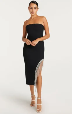 Cinq à Sept Rhinestone Fringe Sammy Dress Black Discount