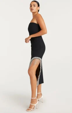 Cinq à Sept Rhinestone Fringe Sammy Dress Black Discount