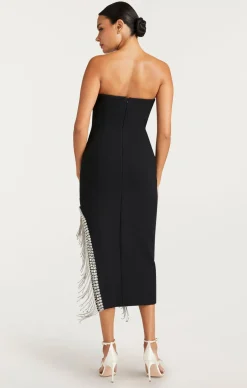 Cinq à Sept Rhinestone Fringe Sammy Dress Black Discount