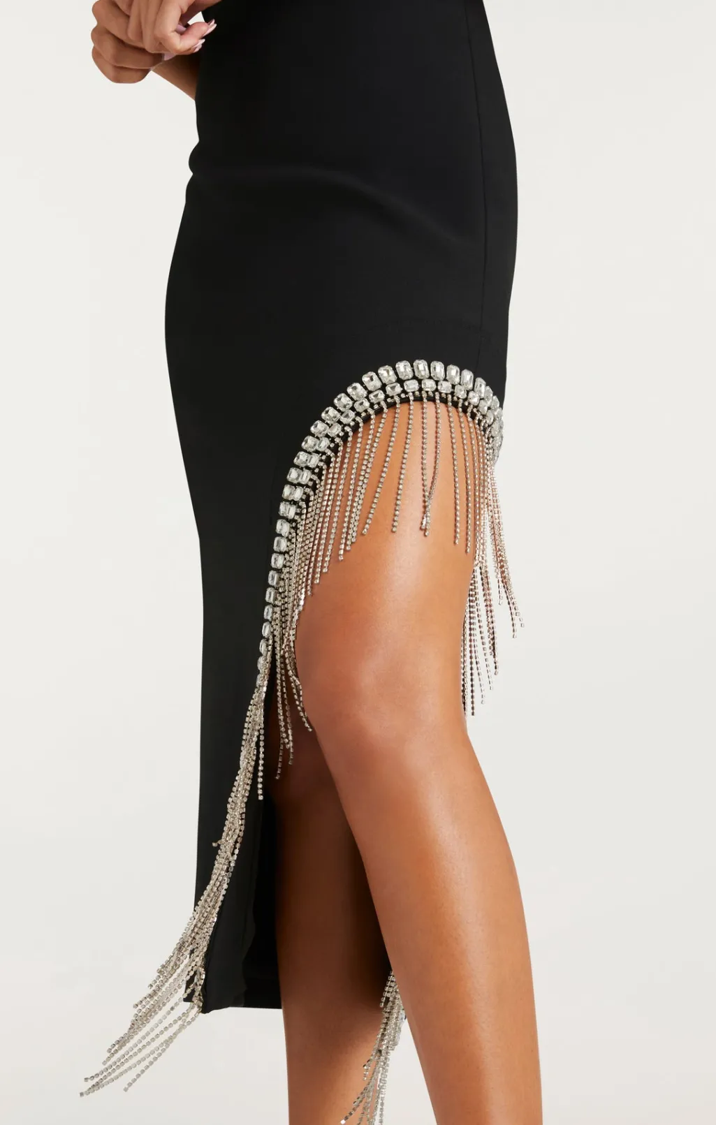 Cinq à Sept Rhinestone Fringe Sammy Dress Black Discount