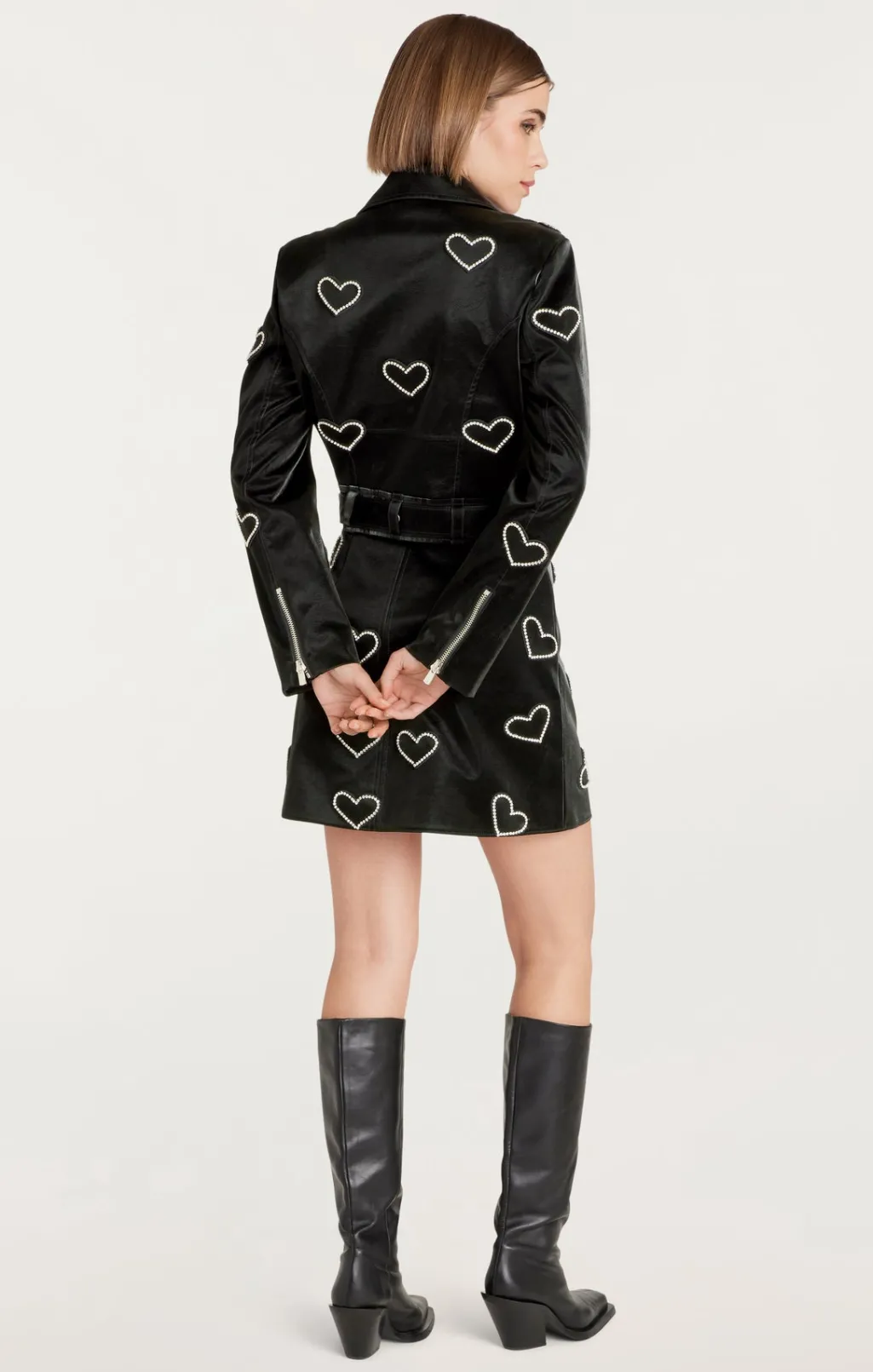 Cinq à Sept Rhinestone Hearts Zoe Jacket Black/Silver Hot
