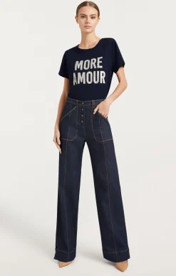 Cinq à Sept Rhinestone More Amour Tee Navy/White Online