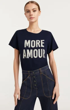 Cinq à Sept Rhinestone More Amour Tee Navy/White Online