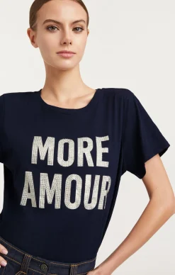 Cinq à Sept Rhinestone More Amour Tee Navy/White Online
